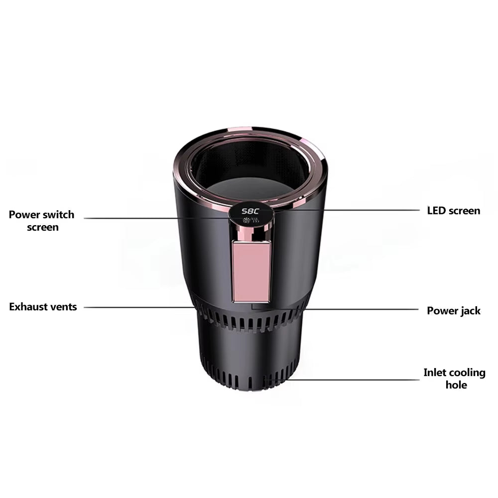 12V Car Cold Hot Cup Touch Screen Beverage Can Smart Digital Display Car Cup Holder Cooler Heater Home Camping Travel Cup Holder